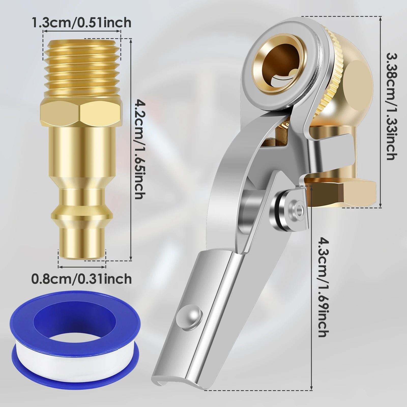 2Pcs Closed Ball Tire 1 4 Inch FNPT Durable Closed Flow Tire Inflator Air Chuck Connector