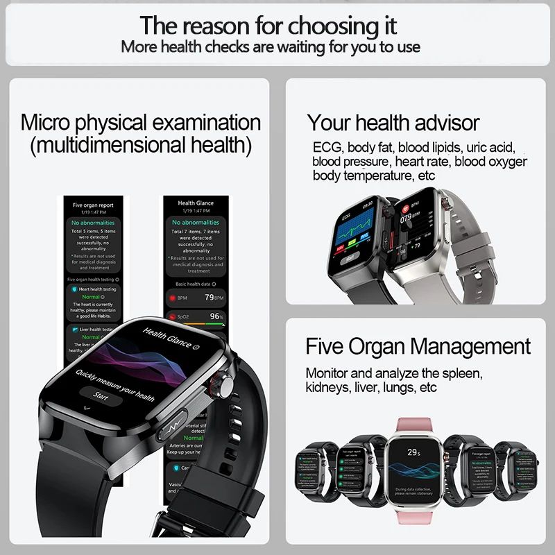 AI HealthSense Pro ECG Smartwatch with Blood Pressure & Fitness Tracking