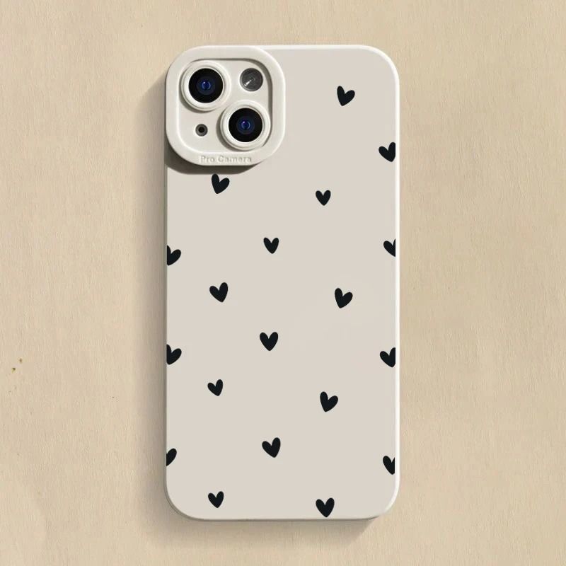 Black Love Heart Shockproof Silicone Phone Case