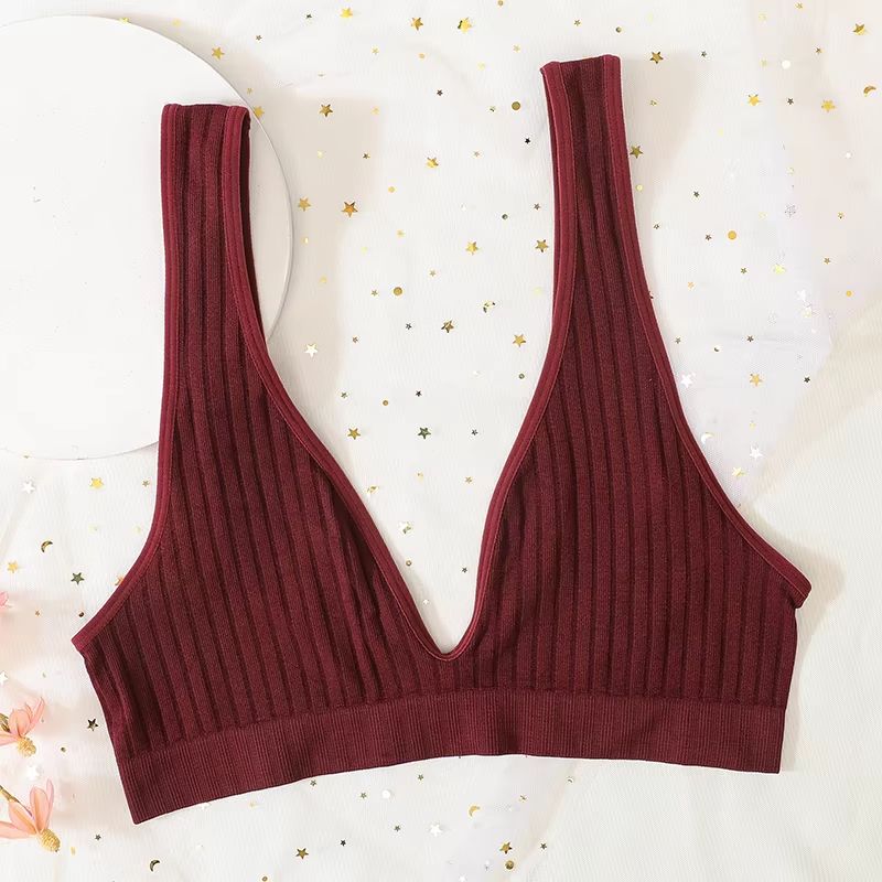 Women's Deep V-Neck Seamless Push-Up Bralette Wireless Lingerie Crop Top