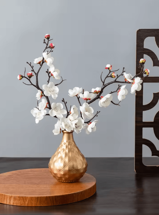 Artificial Plum Blossom Silk Flower Branch – Elegant Spring Floral Decor for Home & Events
