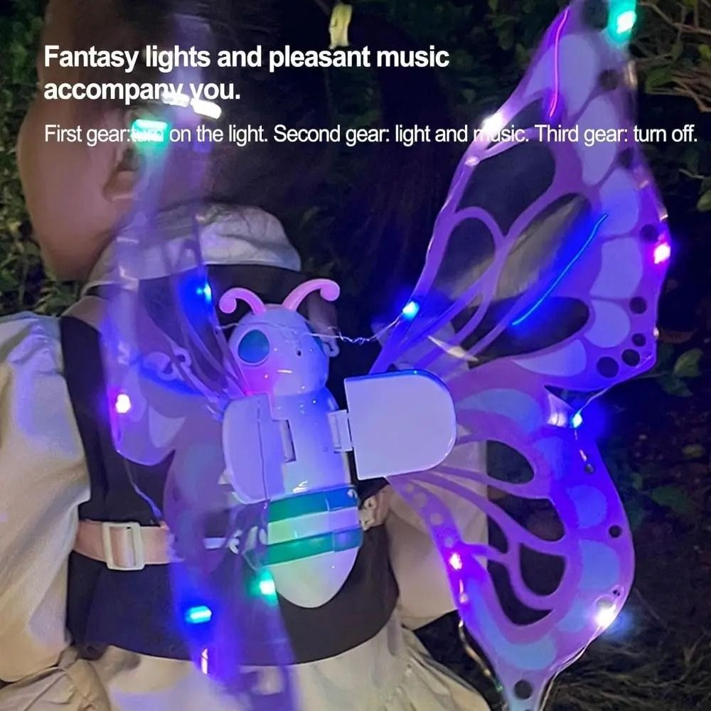 LED Light-Up Fairy Wings with Moving Effect Magical Butterfly Costume for Kids