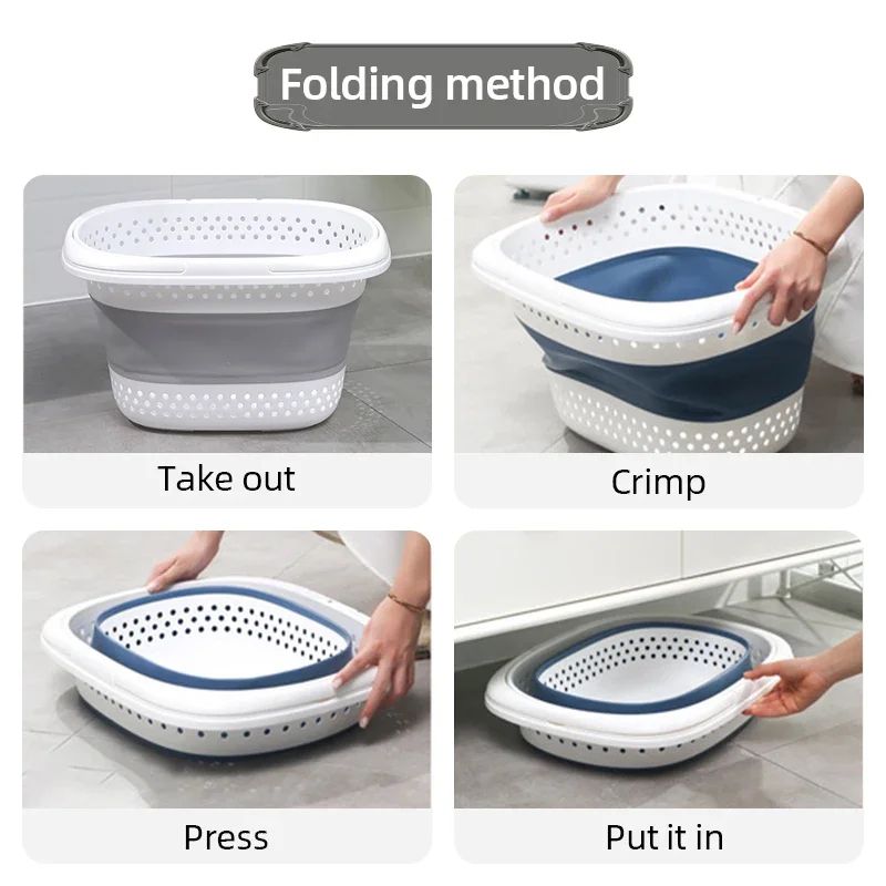Collapsible Folding Laundry Basket – Large Capacity Pop-Up Plastic Clothes Hamper with Space-Saving Design
