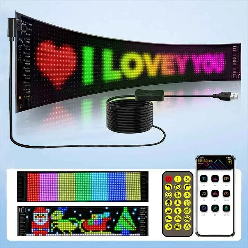 Demon Eyes Car LED Logo, APP LED Matrix Pixel Panel, Night Light DIY Programmable, Flexible LED Display for Car