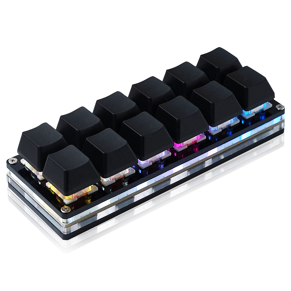 One Handed Keypad USB C Wired, 12 Keys Mini Mechanical Gaming Keyboard, Programmable Hot Swappable Keyboard for Windows