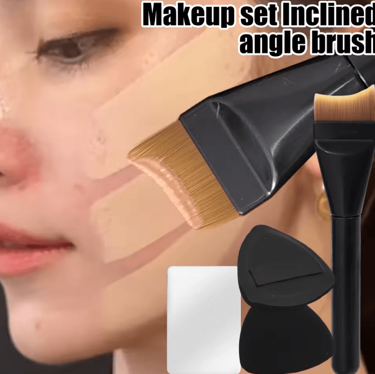 BlendEase 3 Piece Makeup Blending Tool Kit Concealer Brush Powder Puff and Palette Set
