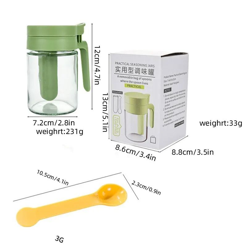 Kitchen Seasoning Jar Set with Spoon Separation