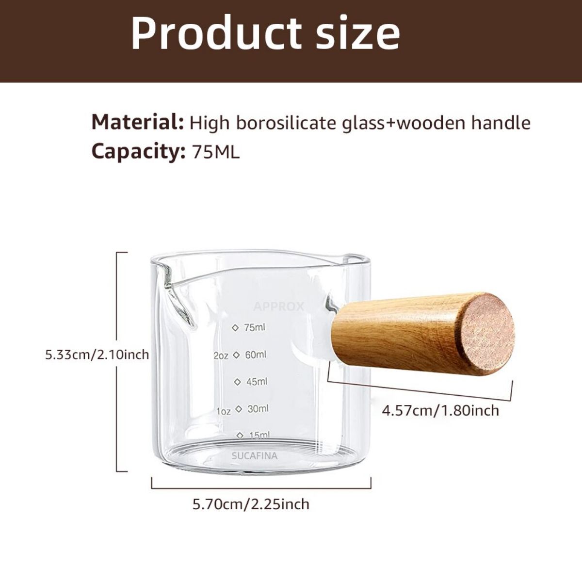 Glass Espresso Measuring Cup, Double/Single Mouth Glass Milk Jug, with Handle, Glass Scale Measuring Mugs
