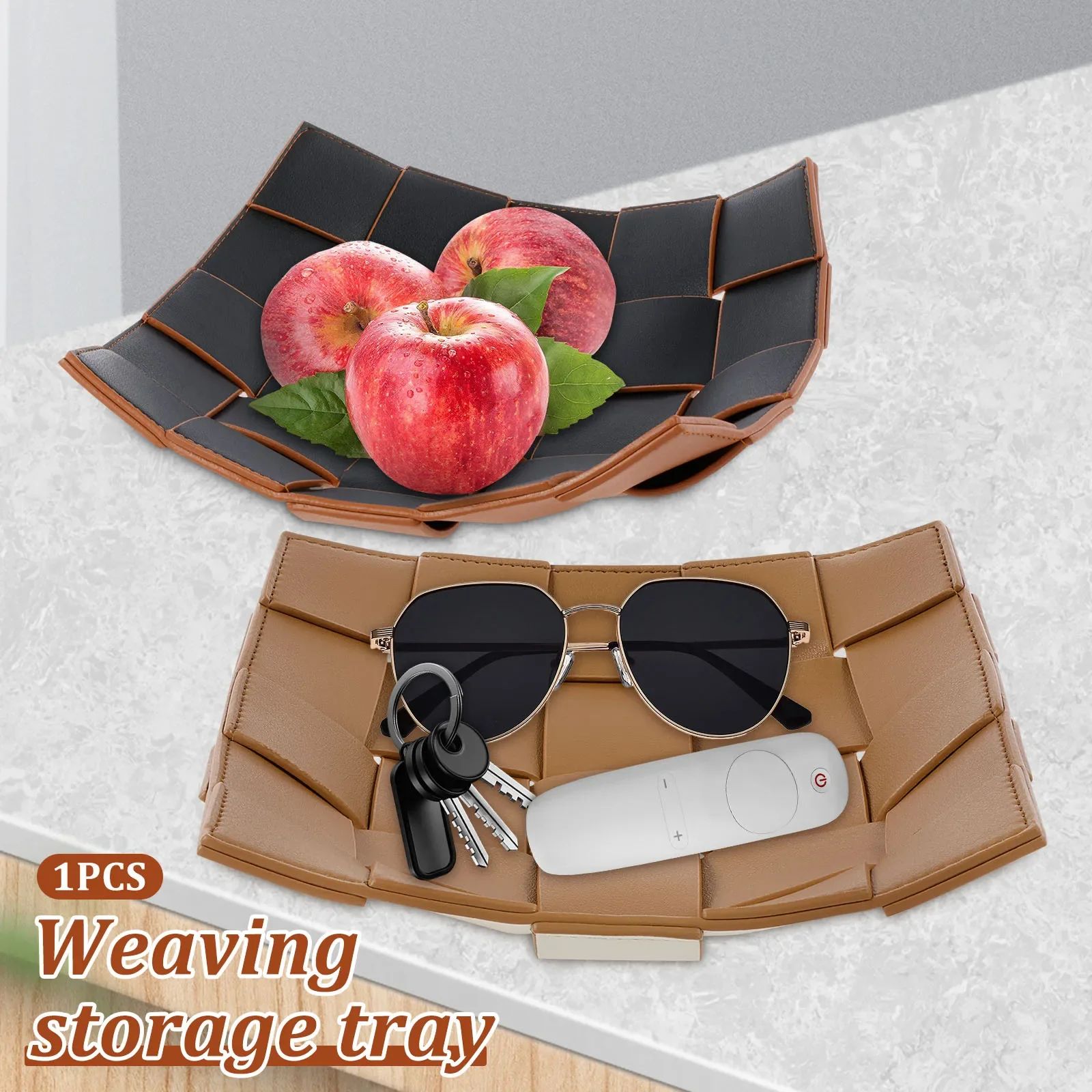 PU Leather Valet Tray Organizer