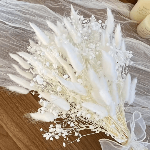 Boho Dried Flower Wedding Bouquet Pampas & Babys Breath Preserved Floral Arrangement