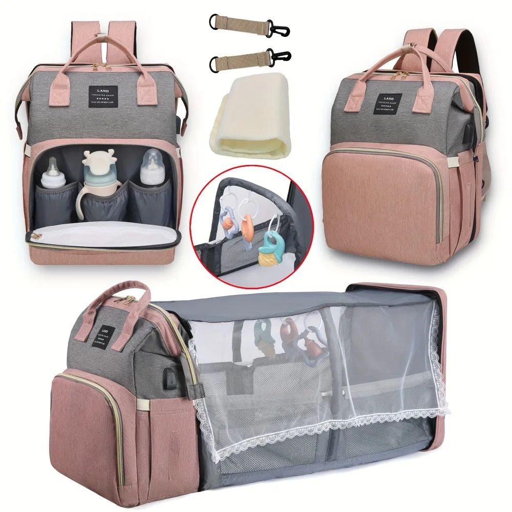 Lightweight Portable Folding Crib Mommy Travel & Diaper Backpack