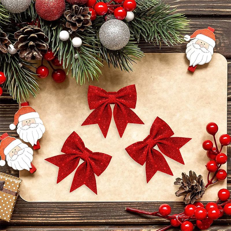 Glitter Bows Christmas Tree, Bowknot Ornaments, Party Xmas Decoration, Home Happy New Year Navidad Decoration