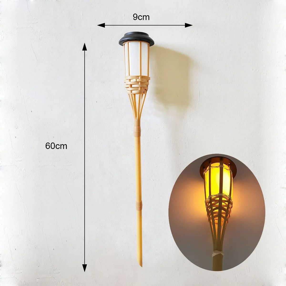 Solar Flickering Flame Torch Light Outdoor Garden Bamboo Pathway Decoration