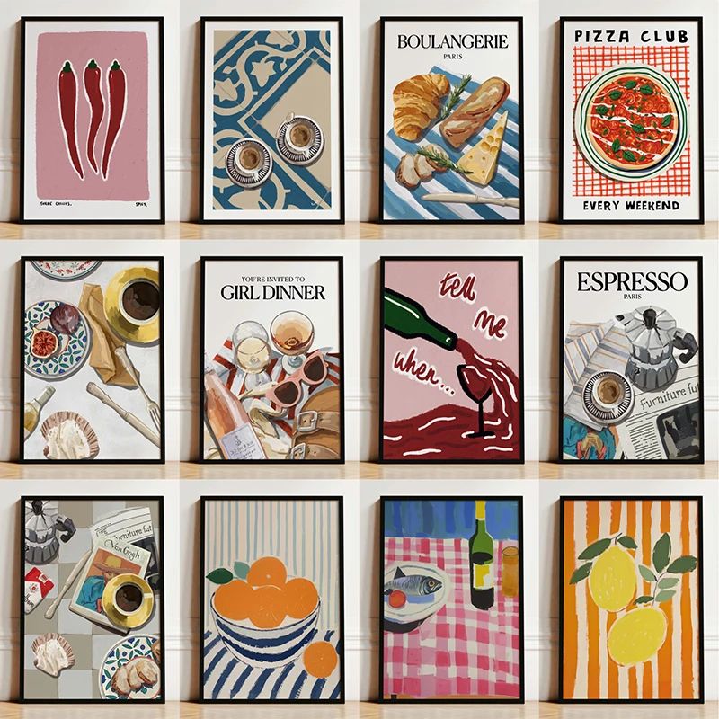 French Breakfast Oyster & Lemon Wine Canvas Print for Kitchen and Dining Room