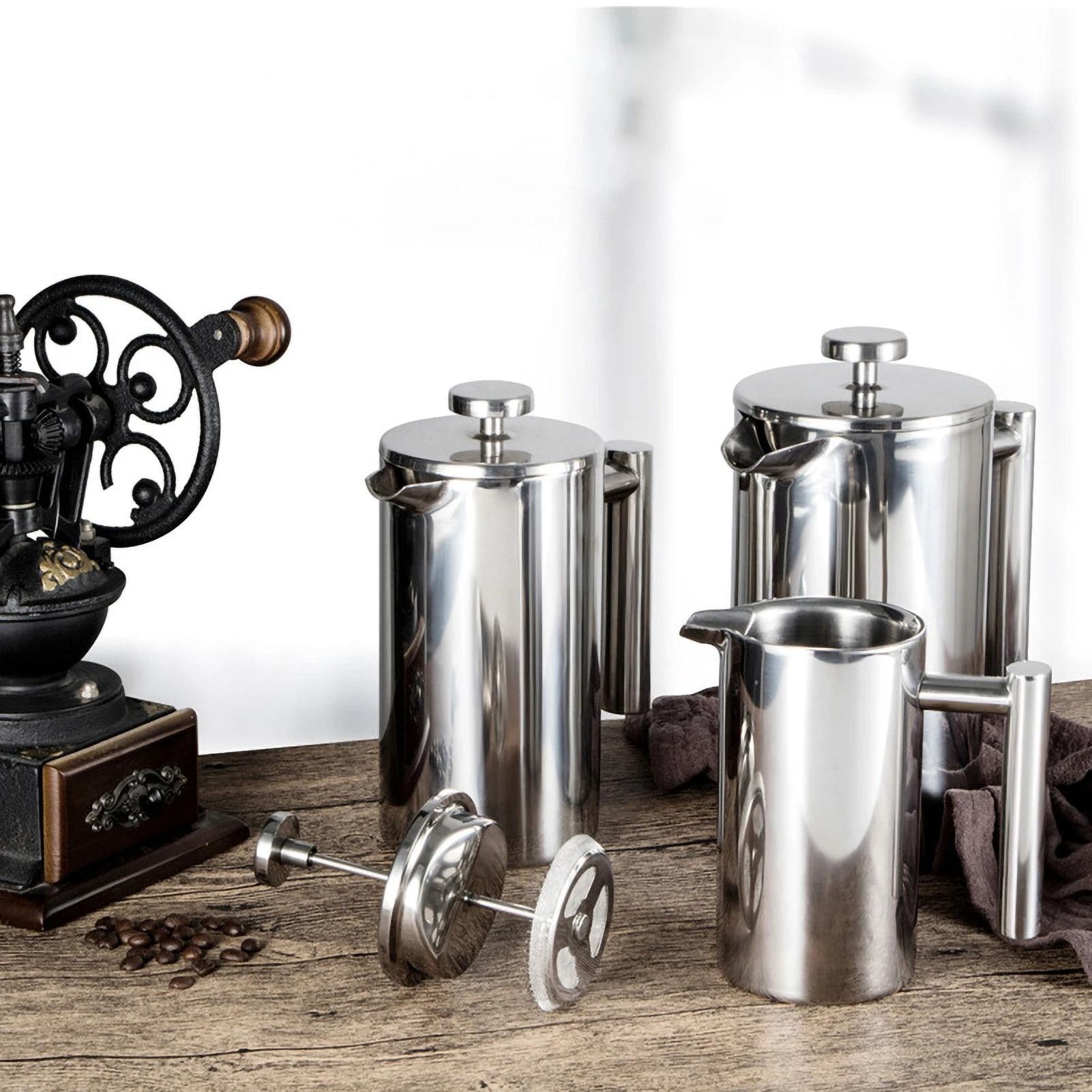Stainless Steel French Press Coffee Maker Double Walled Insulated