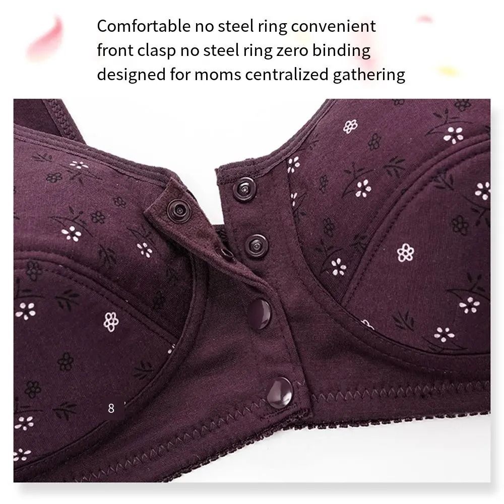 Comfortable Front Closure Cotton Bras for Older Women with Breathable No Wire Support and Plus Size Fit