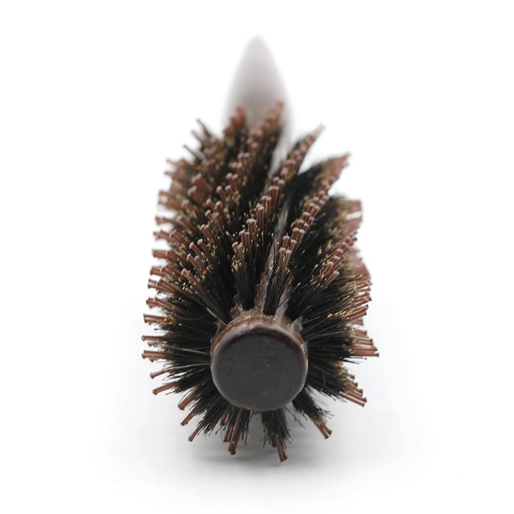 Wood Handle Boar Bristle Round Hair Brush for Styling and Curling