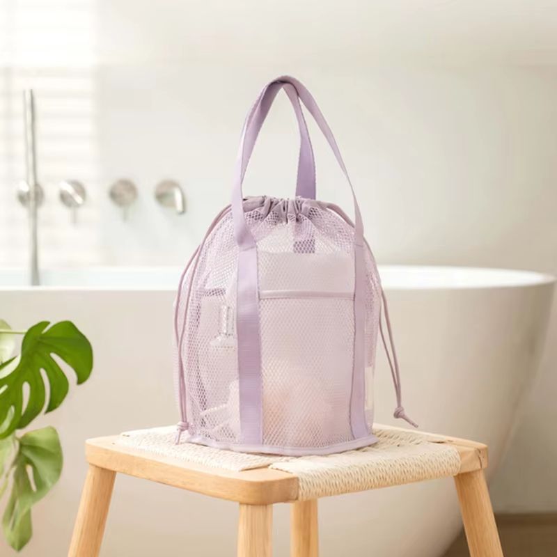 Large Capacity Travel Mesh Cosmetic Bag Set Foldable Organizer Drawstring Pouches