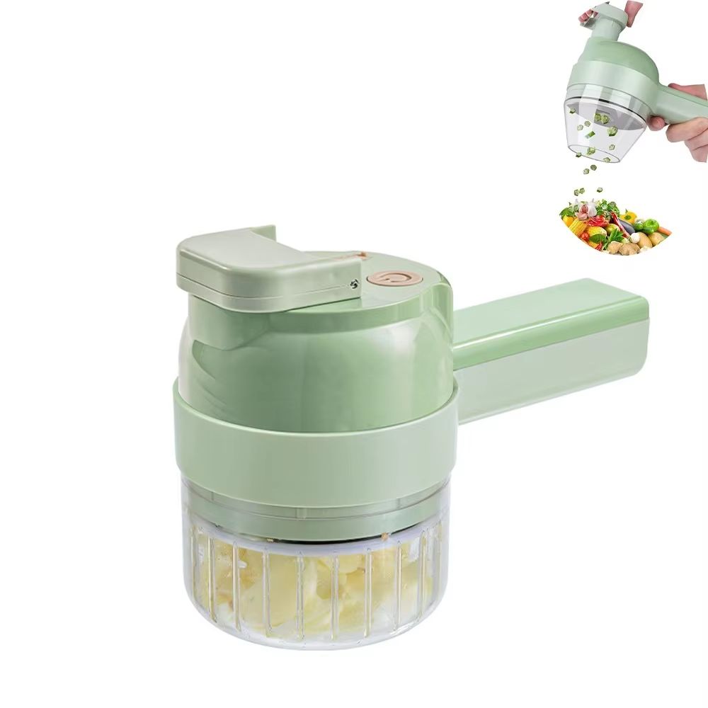 Cordless 4-in-1 Electric Garlic Mincer & Vegetable Cutter Set – Portable Handheld Food Chopper