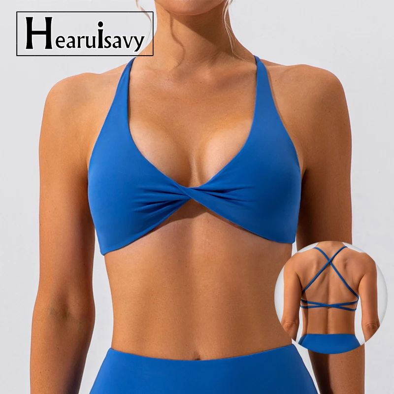 Cross-Back Breathable sports bra Yoga & Running Workout Top for Women