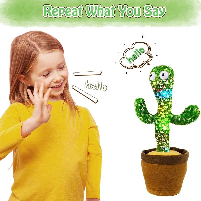 Dancing Cactus Talking Speaker Toy with Voice Repeat and LED