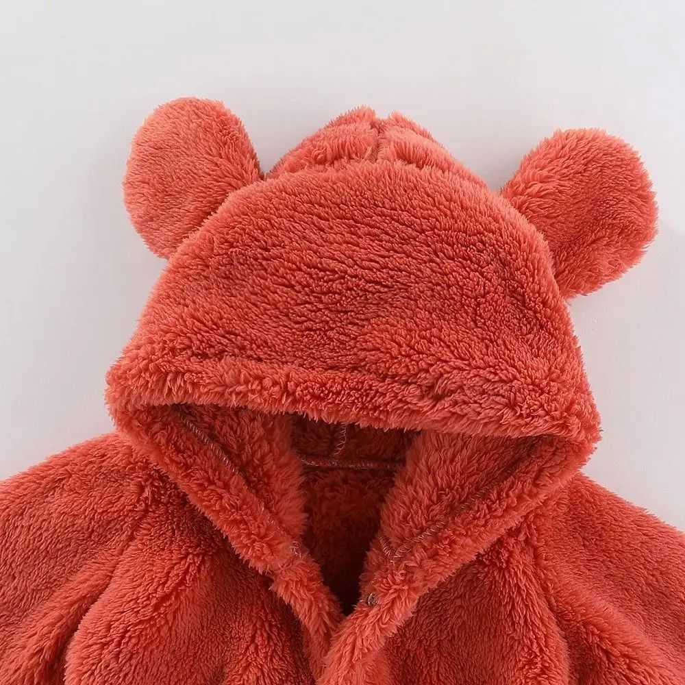 Winter Warm Fleece Bear Ear Romper