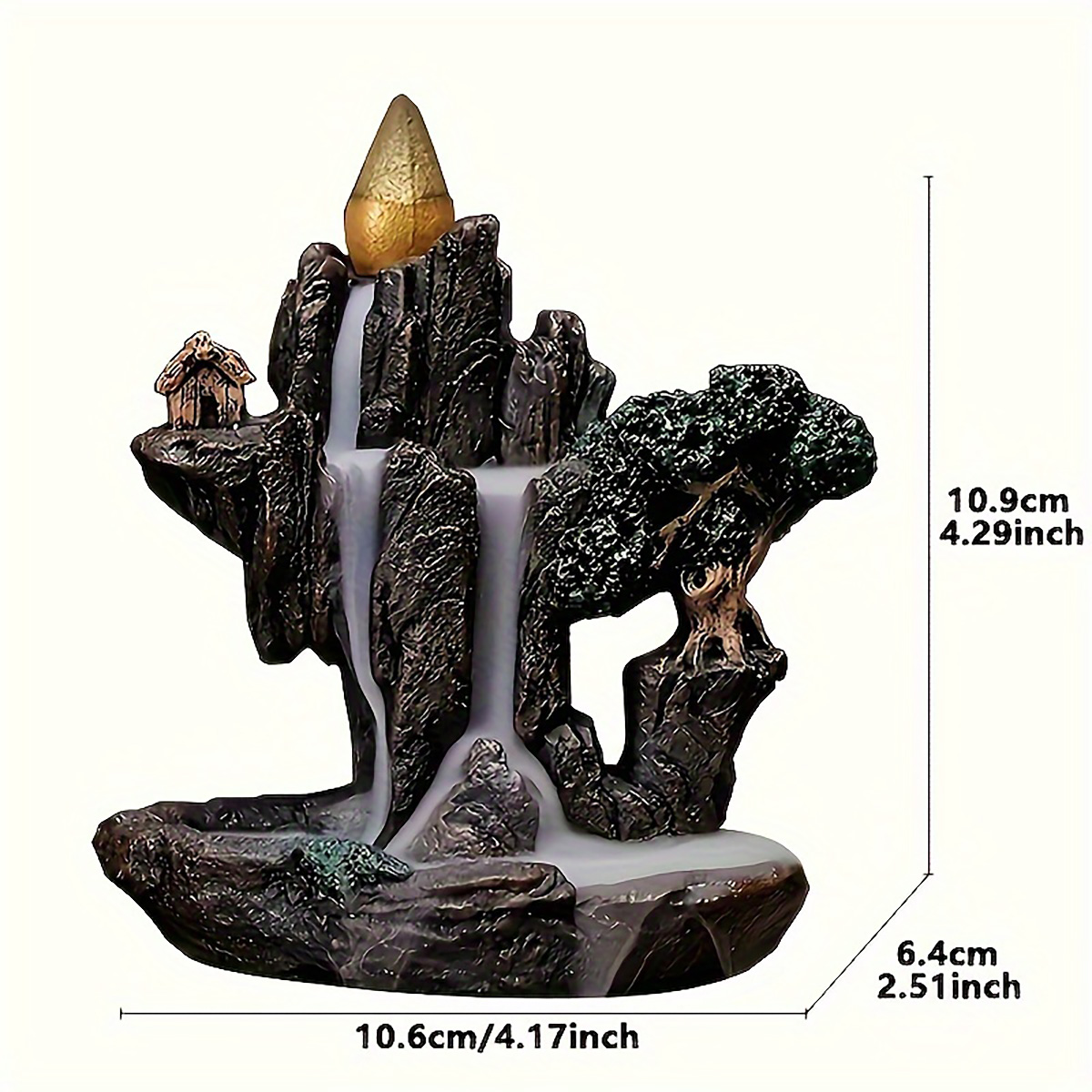Mountain River Waterfall Incense Burner Fountain Elegant Reflux Aroma Smoke Censer for Home Decor