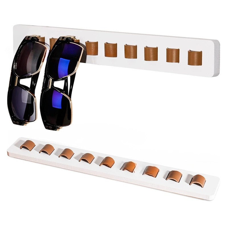 Wall Mounted Wooden Eyeglass Rack, Sunglasses Storage Display and Household Glasses Organizer