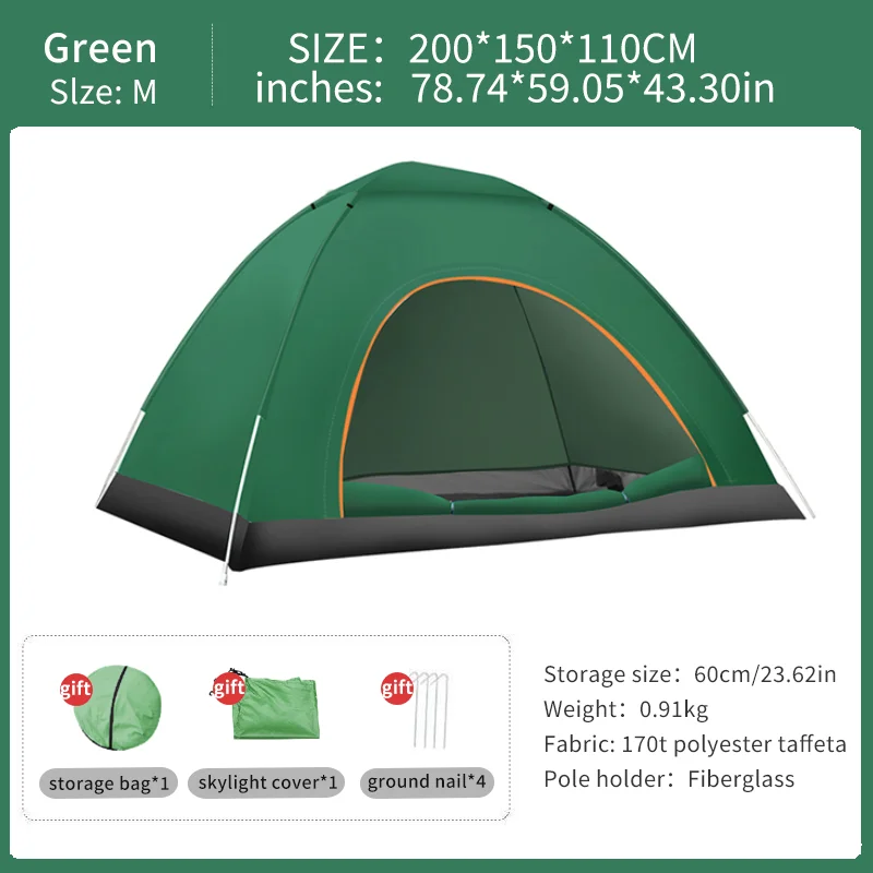 Pop Up Waterproof Tent with UV Protection Instant Setup, Lightweight Camping Shelter