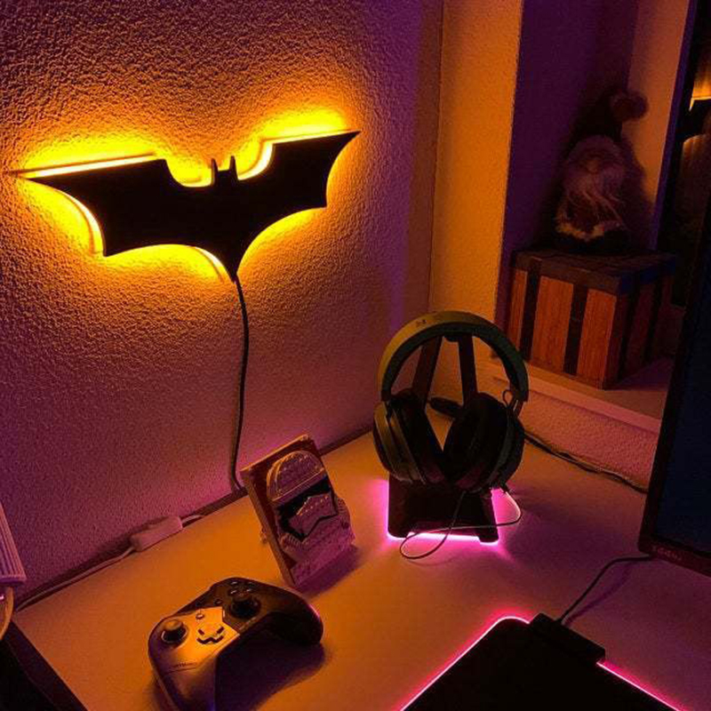Remote Control Color Night Light, Modern Creative Wooden Background Wall Decorative Wall Lamp