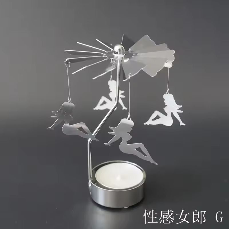 Rotating Metal Carousel Tea-Light Candle Holder - Festive Spinning Xmas Centerpiece