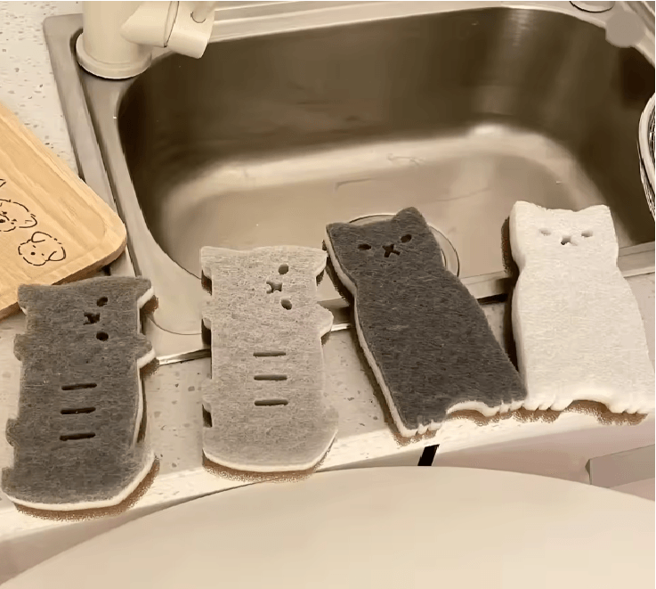 Cute Cat Kitchen Sponge Set