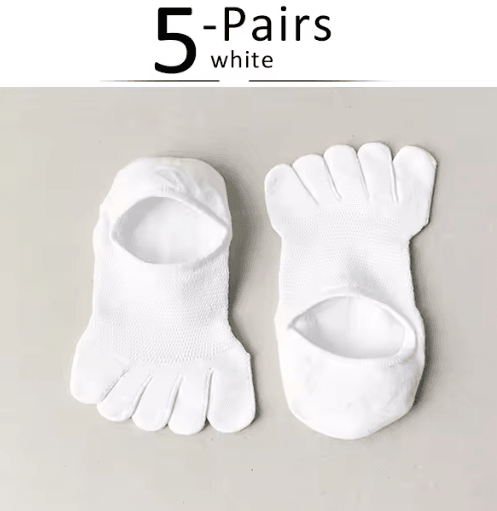 5 Pairs Invisible Toe Socks – Breathable Cotton Five Finger No-Show Socks