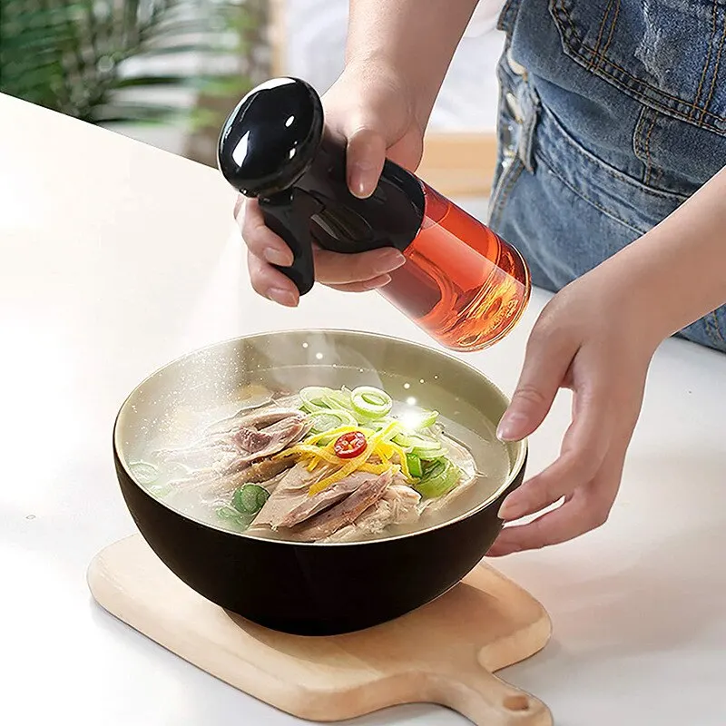 Pneumatic Spray Bottle, Black Kitchen Oil Bottle, Cooking Oil Spray Dispenser, Fitness Barbecue Spray Oil