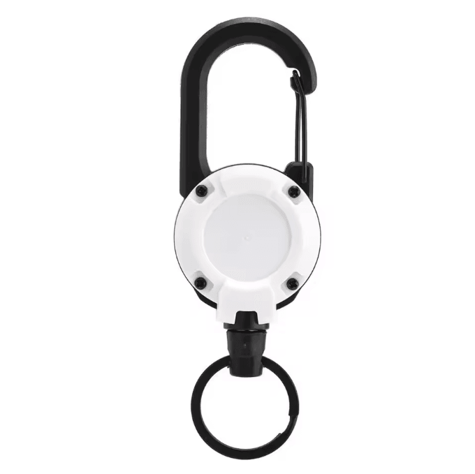 GripLock Retractable Carabiner Keychain with Steel Wire Reel