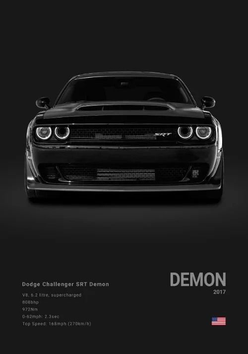 Dodge Challenger SRT Hellcat Redeye Canvas Wall Art Modern Muscle Car Poster