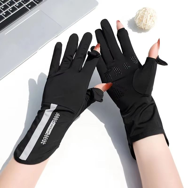 BreezeGuard summer sunscreen gloves Women's Thin Ice Silk UV Driving Gloves UPF 50