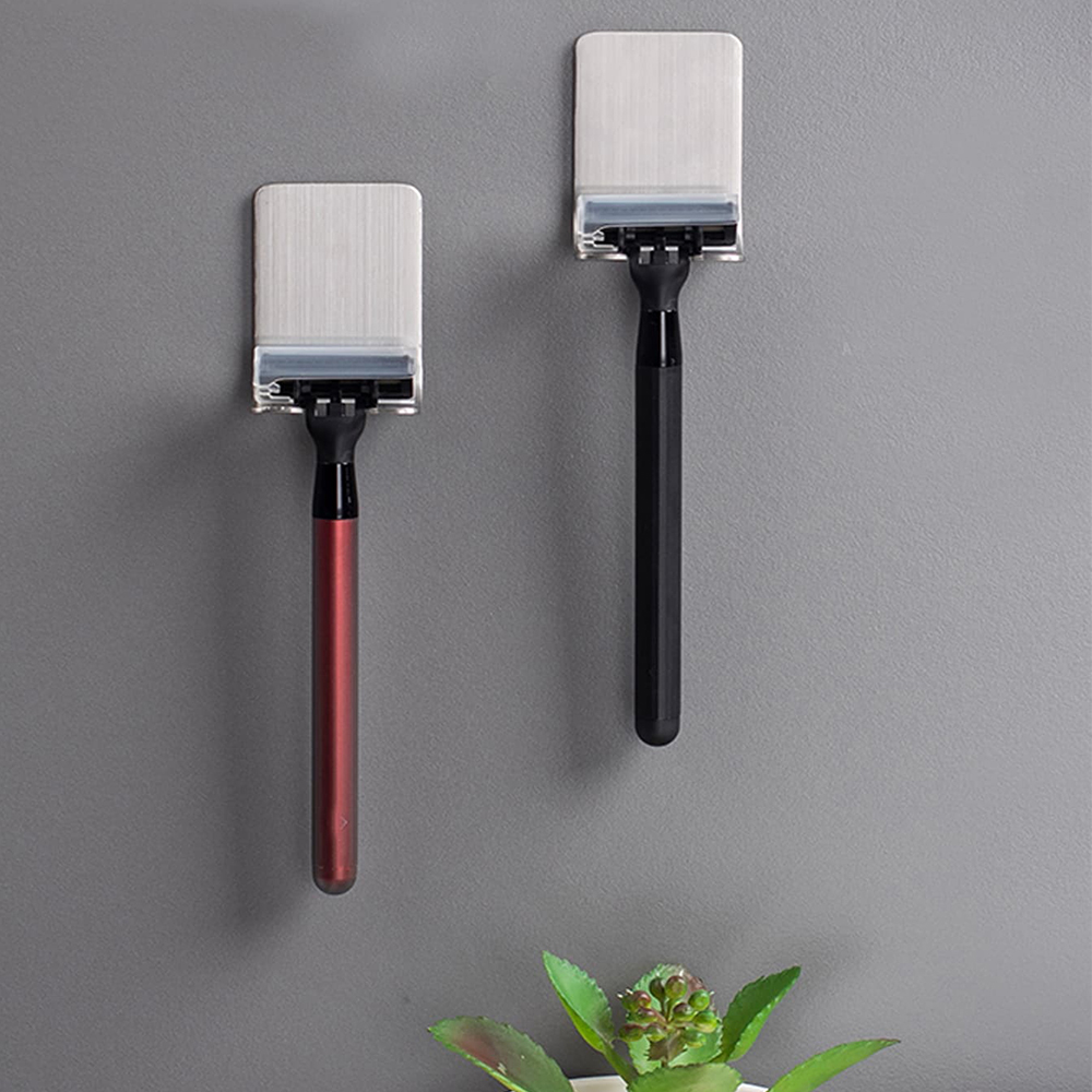 Stainless Steel Razor Hook Wall Adhesive Shaving Shelf – Bathroom & Kitchen Organizer