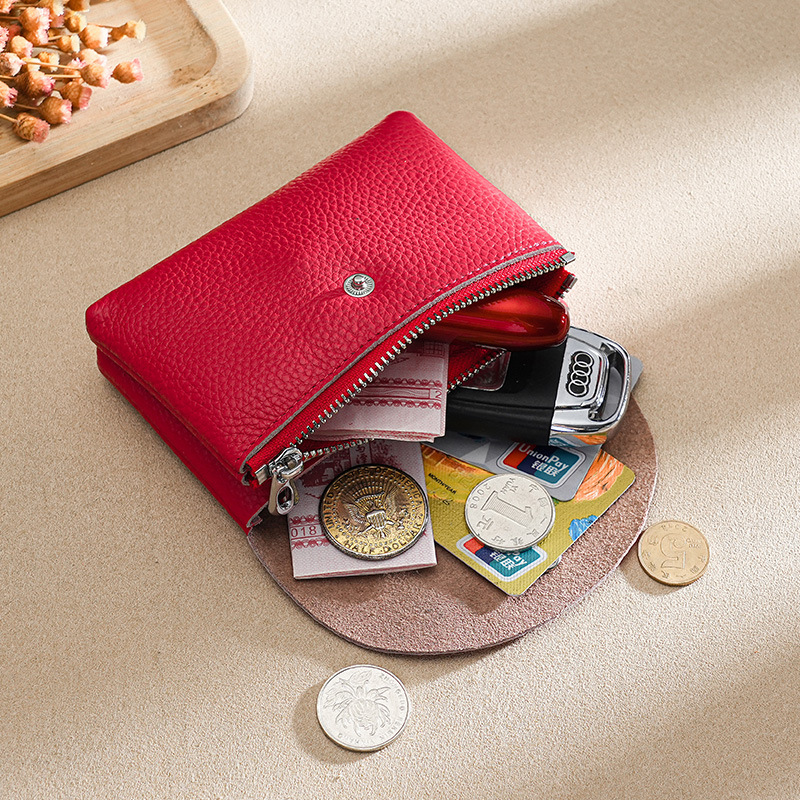 PU Leather Luxury Coin Purse, Business Card Wallet with Zipper, Personalized Initials Holder, Ideal Gift Bag