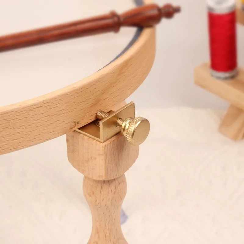 Adjustable Wooden Embroidery Hoop Stand Set Portable Cross Stitch Frame