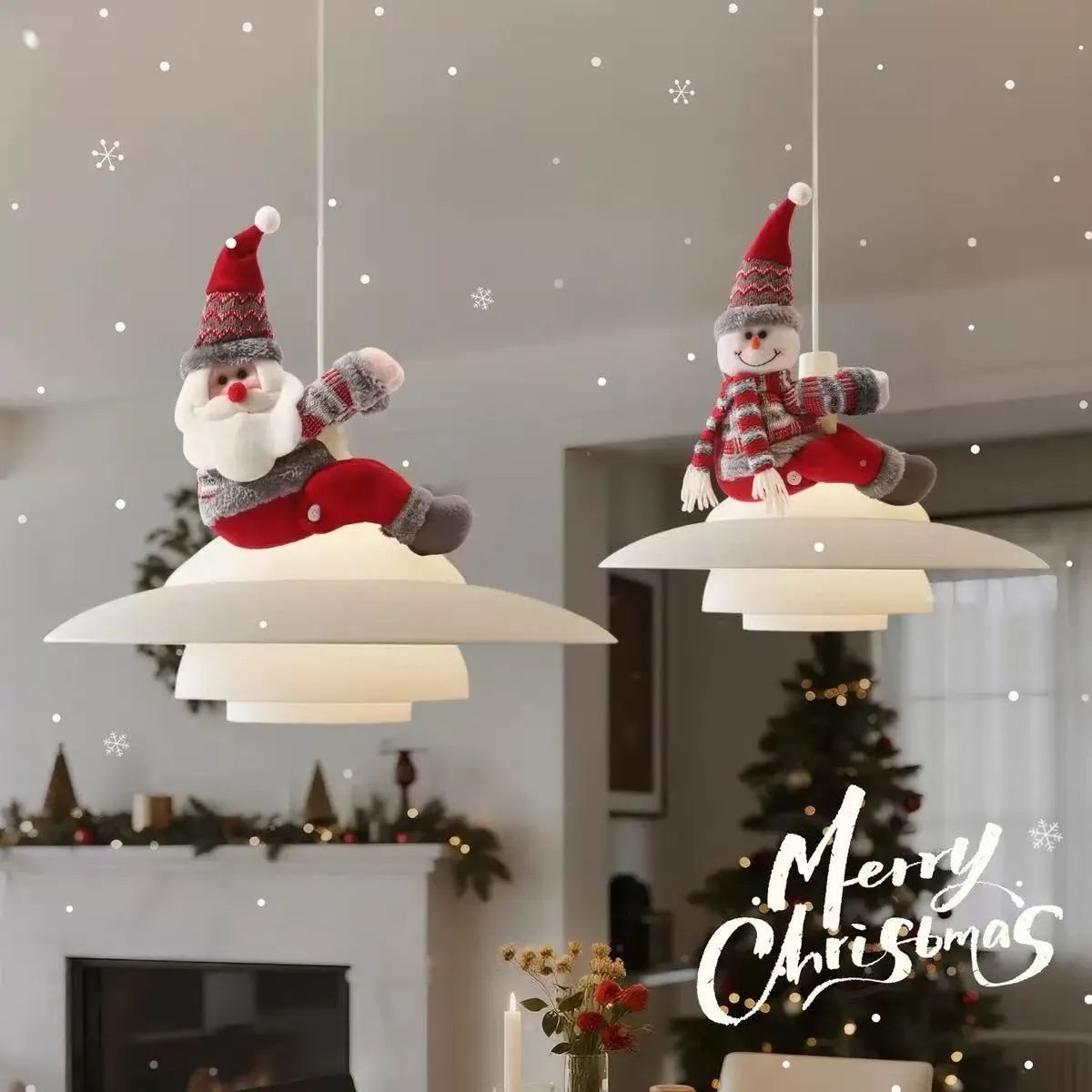 Santa Claus Christmas Curtain Window Pendant Light Decoration