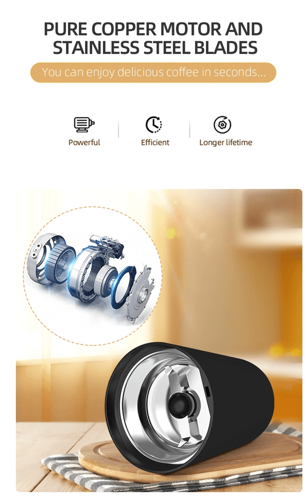 200W Precision Brew Electric Coffee Grinder - High-Power, Multi-Use Bean and Spice Mill