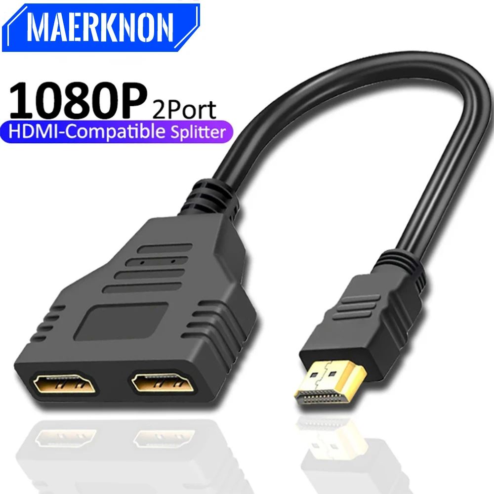 1080P HDMI Splitter 1 in 2 Out Dual Display Adapter Cable