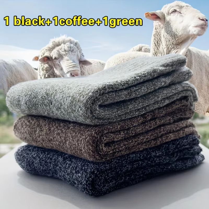 Men's Thick Thermal Socks Mid Calf Warm Cushion Boot Socks 3 to 5 Pairs