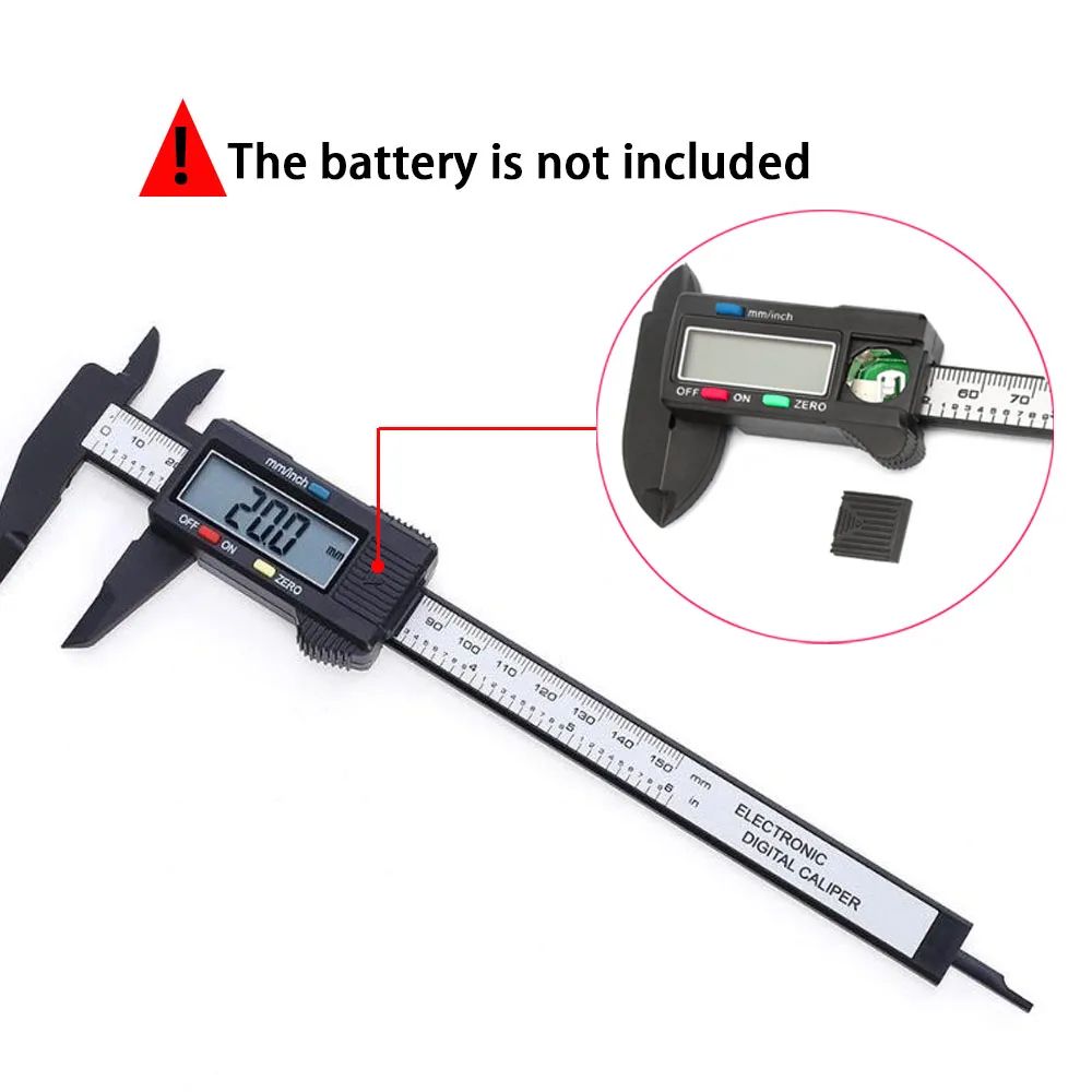 Electronic Digital Caliper Carbon Fiber, Precision Micrometer Measuring Tool with LCD Display