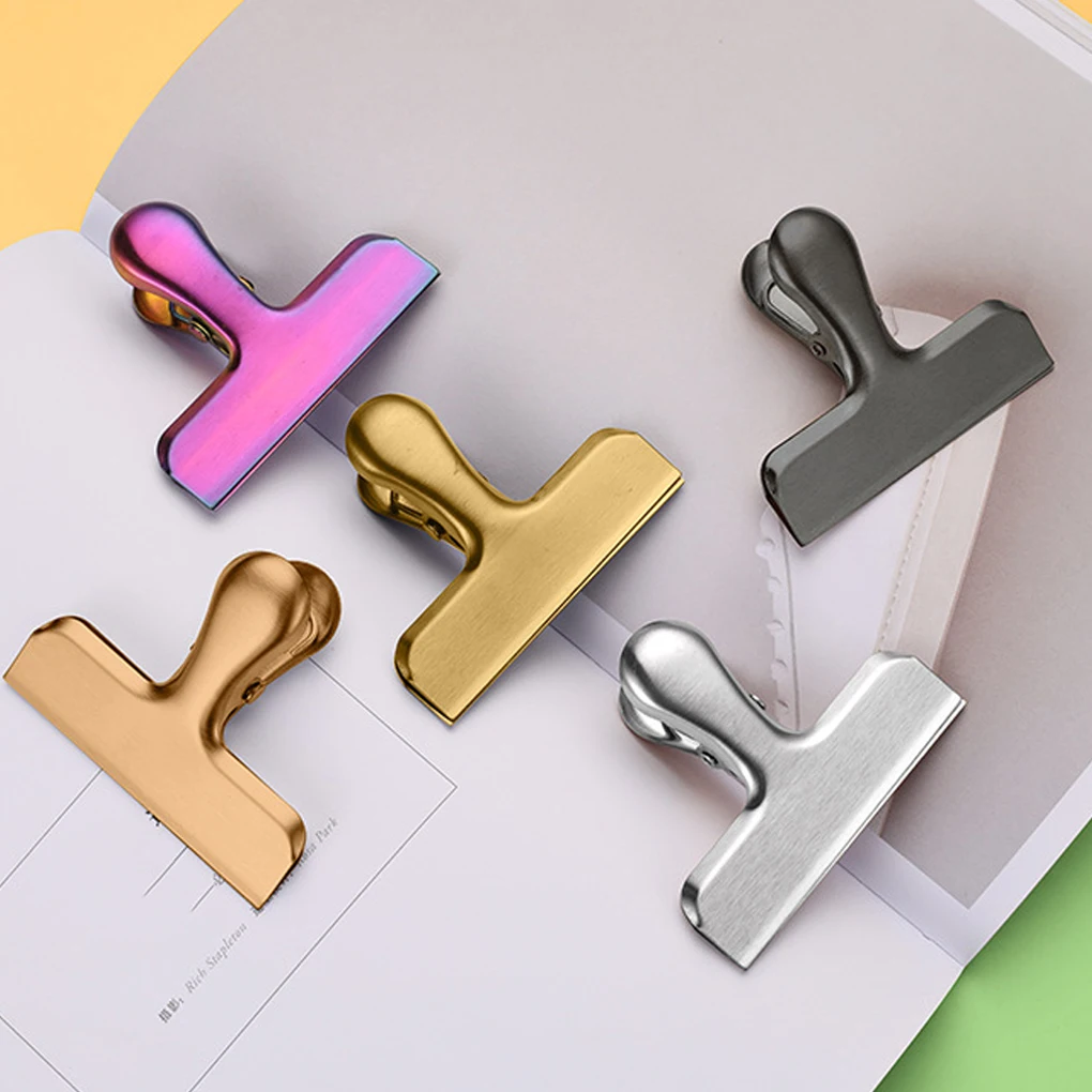 Stainless Steel Food Sealer Clip, Dust-proof Storage Bag Sealing, Document Receipt Ticket Clamp for Kitchen
