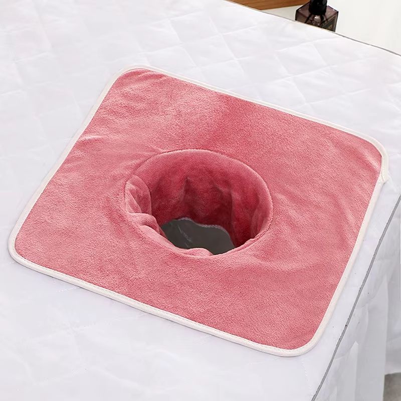 Thickened Beauty SPA Massage Table Face Towel with Hole, 13.8x13.8 in (35x35 cm)