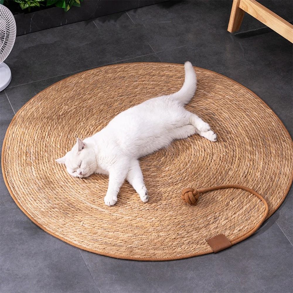Rattan Cat Scratcher Mat Board 15.7 in Furniture Protector & Nail Sharpening Pad