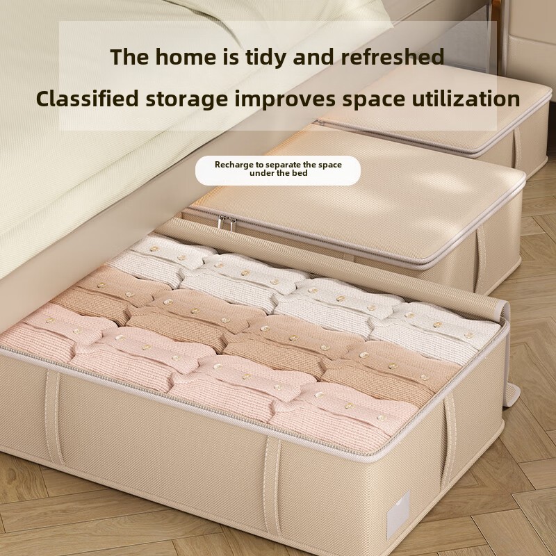 Oxford Fabric Board Underbed Storage Box, Flat Drawer Design for Seasonal Clothes and Blankets, Home Organizer