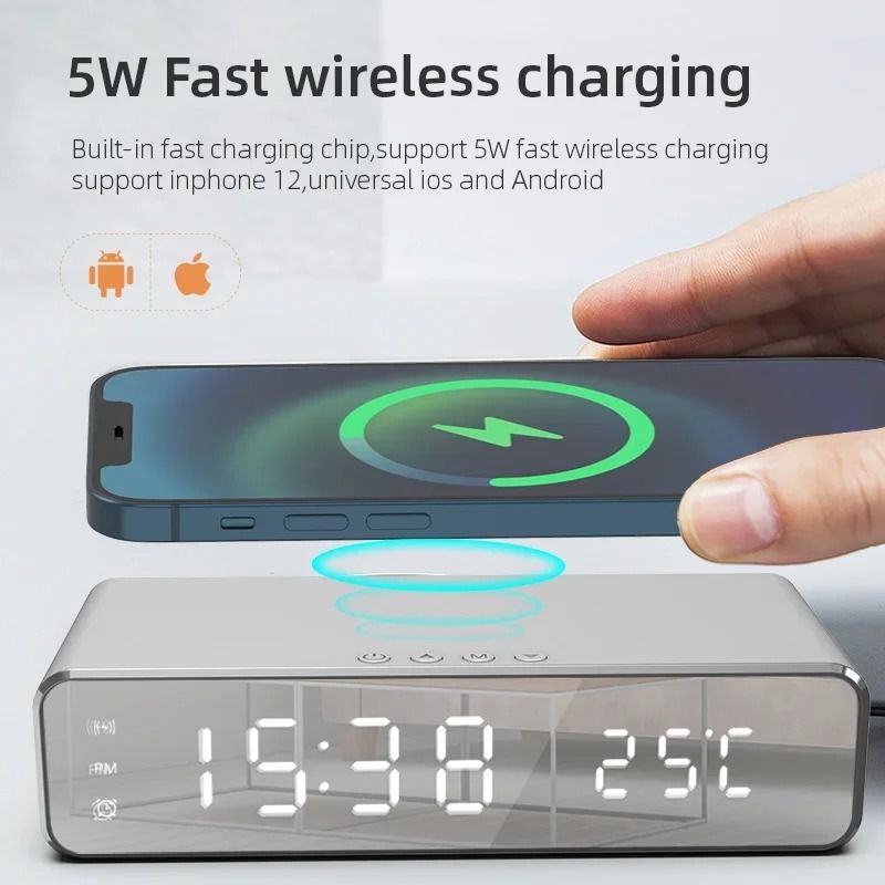 Wireless Charger Stand with Alarm Clock & LED Display